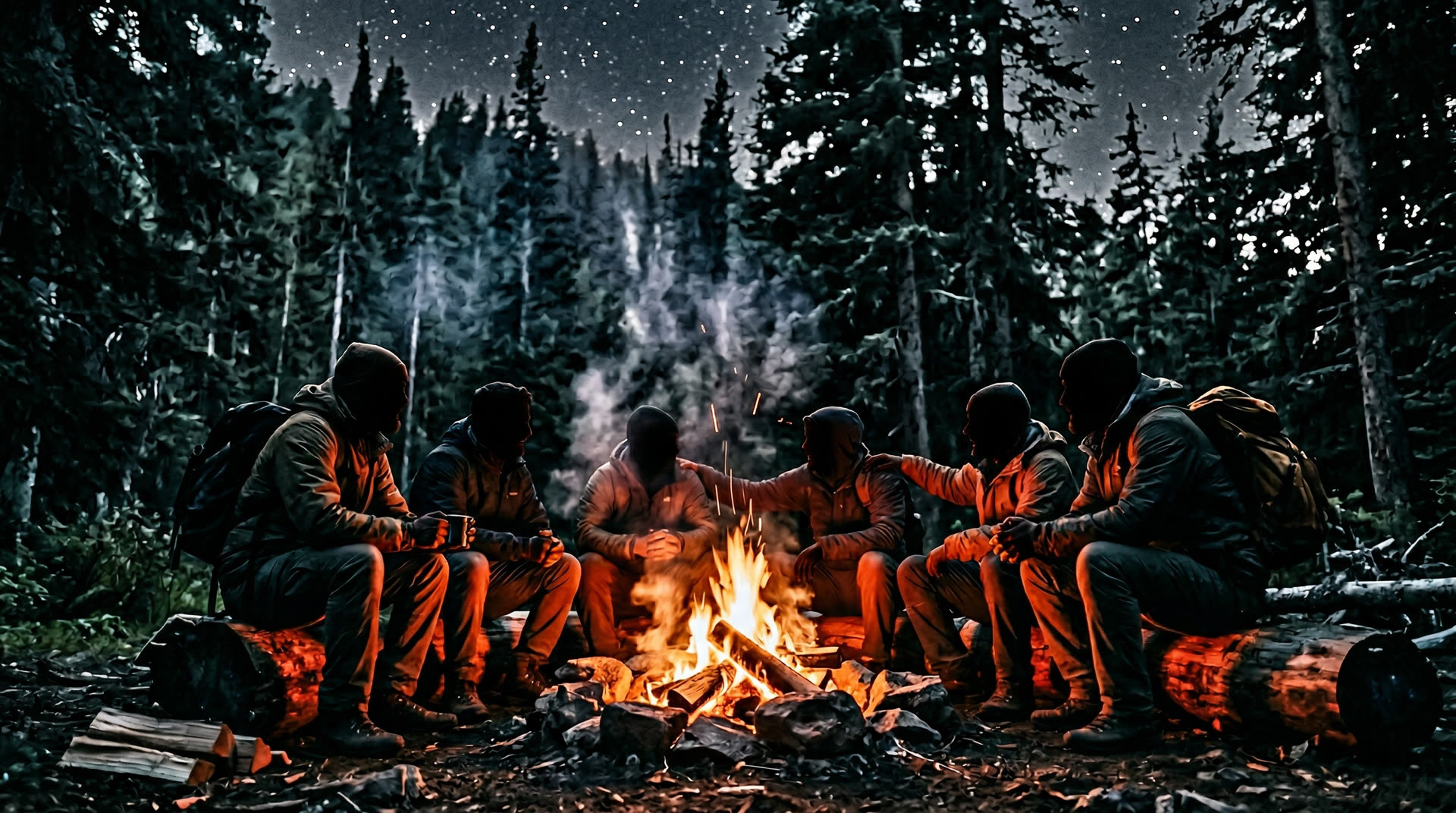 A crew of men meeting together